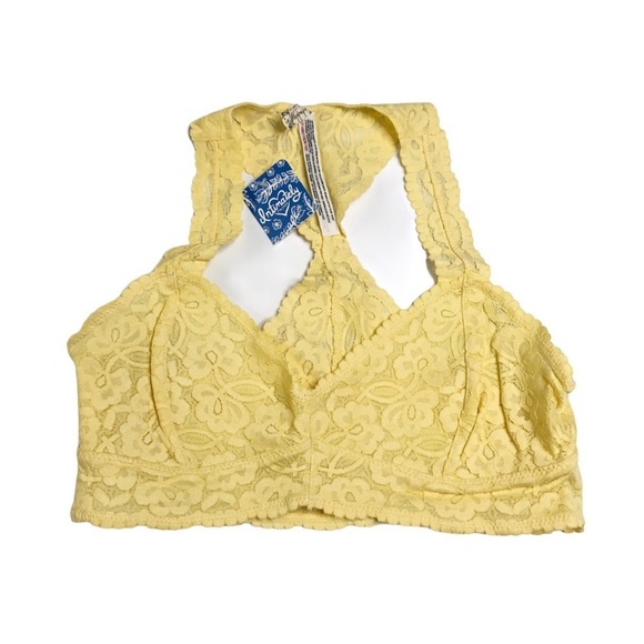 Free People Yellow Com Galloon Lace Bralette Bra NWT Size Medium - Picture 2 of 4